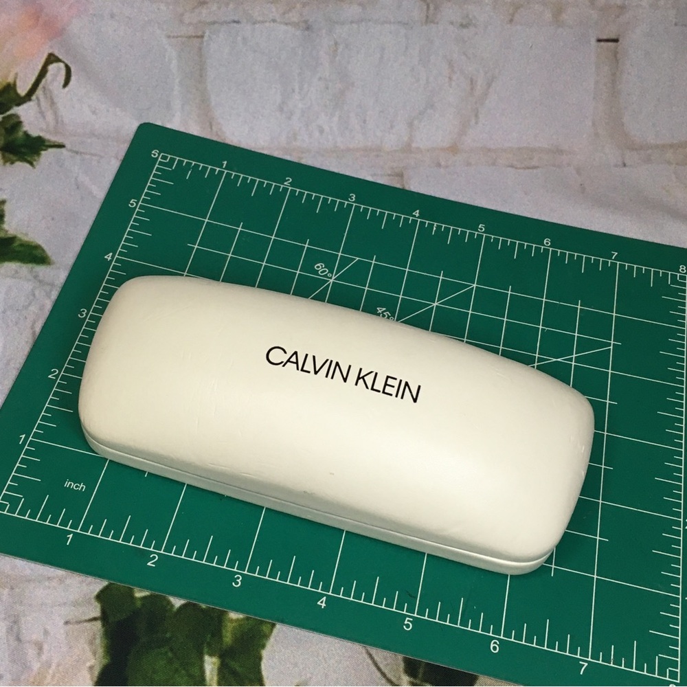 Calvin Klein White Hard eyeglasses case Black inside